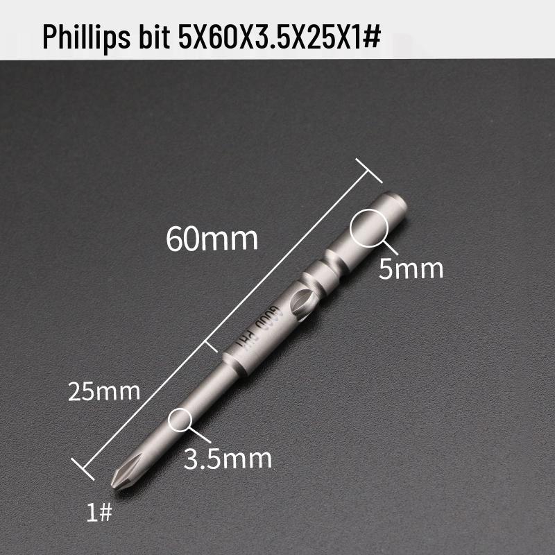 GOOD801 Electric Phillips Head Screwdriver Bit, 5mm Shank, 3mm Magnetic, 60mm Length