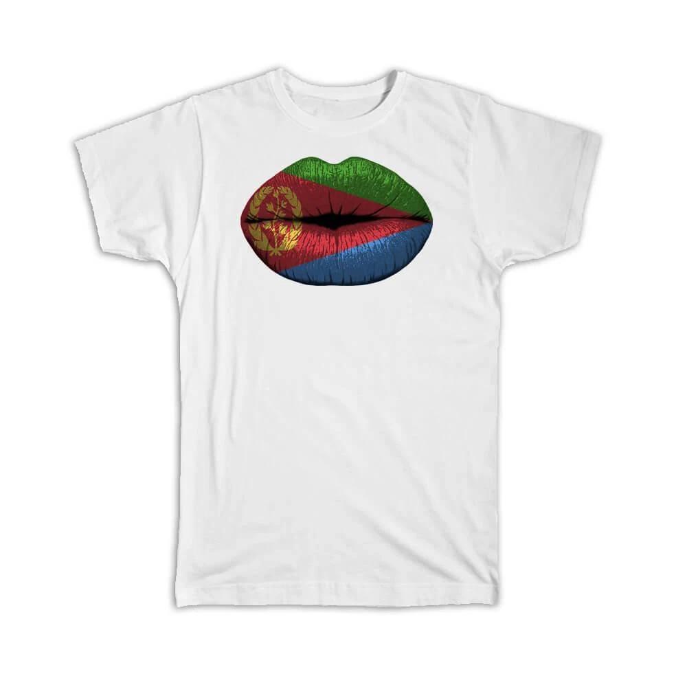 Gift T-Shirt : Lips Eritrean Flag Eritrea Expat Country For Her Woman Feminine 2XL