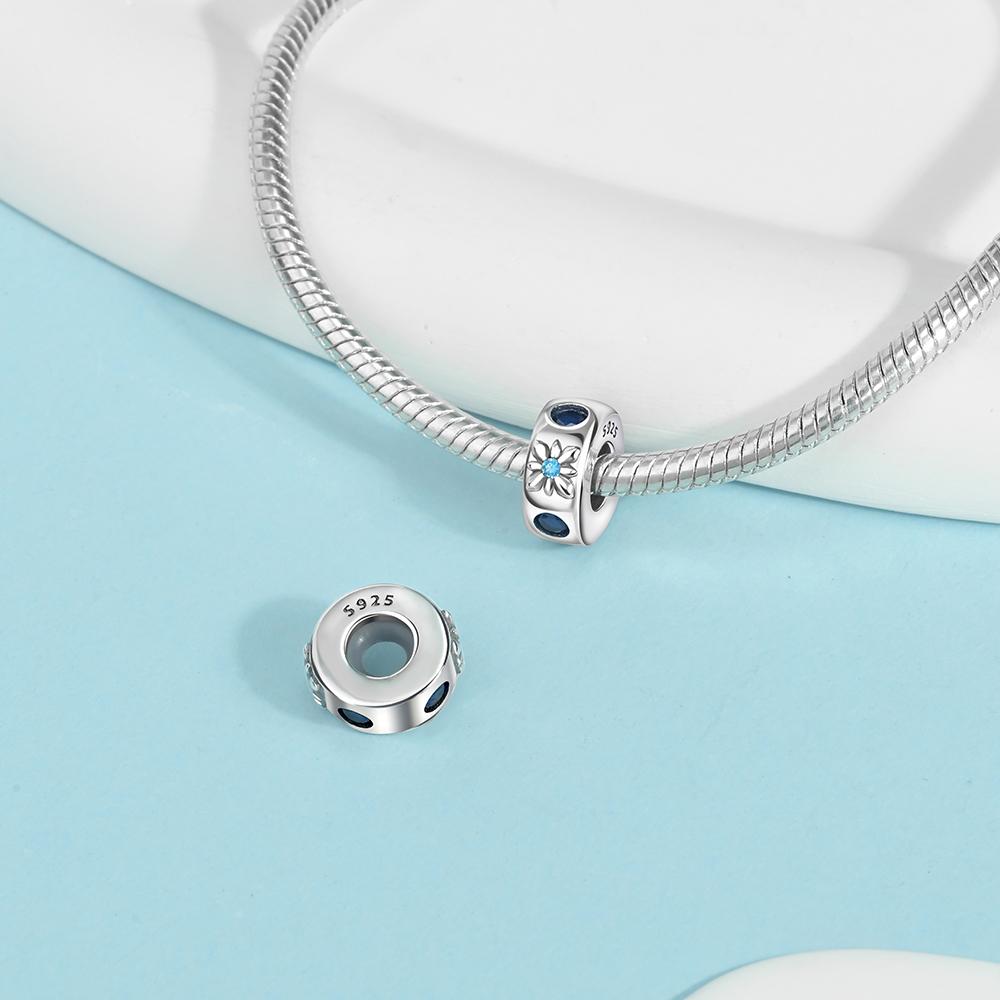 Charms Plata Blue Snowflake Heart Copper Plated For Charms Copper Plated Original Bracelet For Jewelry Making