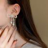 Fashionable Imitation Pearls Ear Clips Exquisite Pearls Beaded Bowknot Dangle Ear Studs for Daily Wear Dates Parties