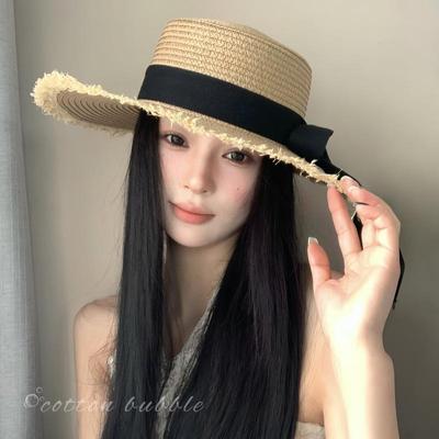 Women's French-British Braided Straw Sun Hat - Stylish Beach & Vacation Accessory
