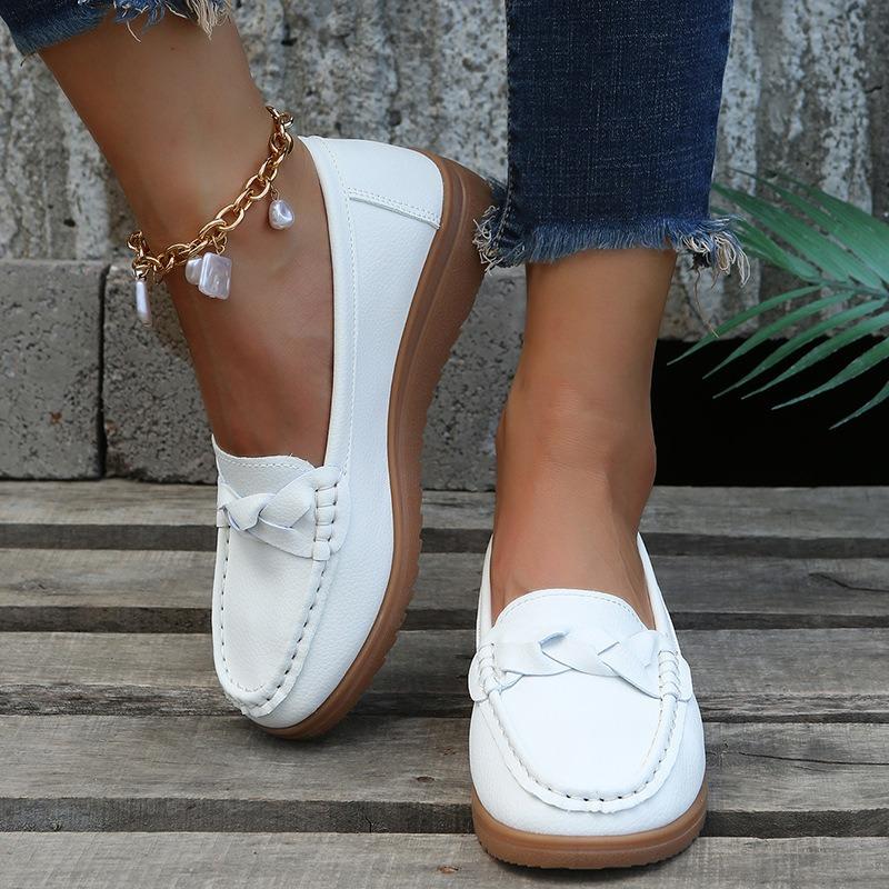 Large size single shoes women's summer new fashion retro style woven one-pedal women's shoes