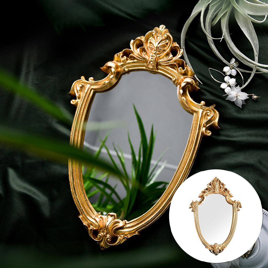 Gold Retro Makeup Mirror Wall Decoration Classical Tea Tray Decoration Decoration Wall Decoration Photo Props Table Bedroom