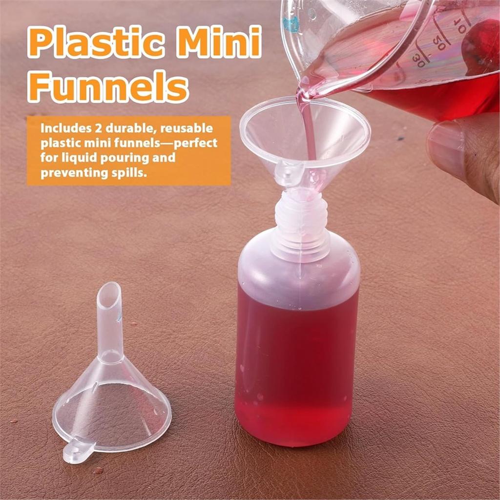 4Pcs Tip Applicator Bottle with 2 Mini Funnel Multicolor Lids, 30ML/1 OZ Tip Glue Bottles, for DIY Craft Painting