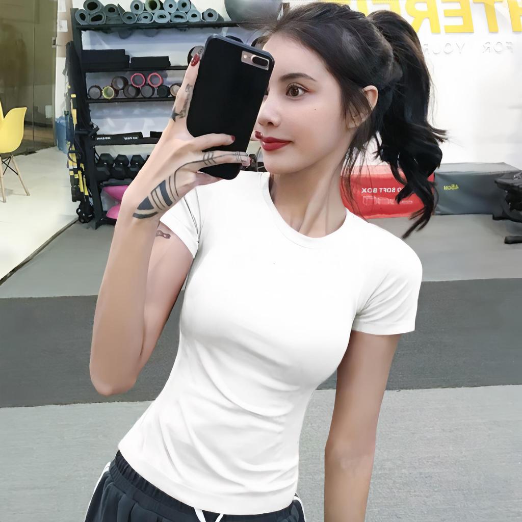 Haut de Sport Respirant et Extensible à Manches Courtes pour Femme - Séchage Rapide, Coupe Ajustée pour la Course à Pied, l'Entraînement et le Yoga