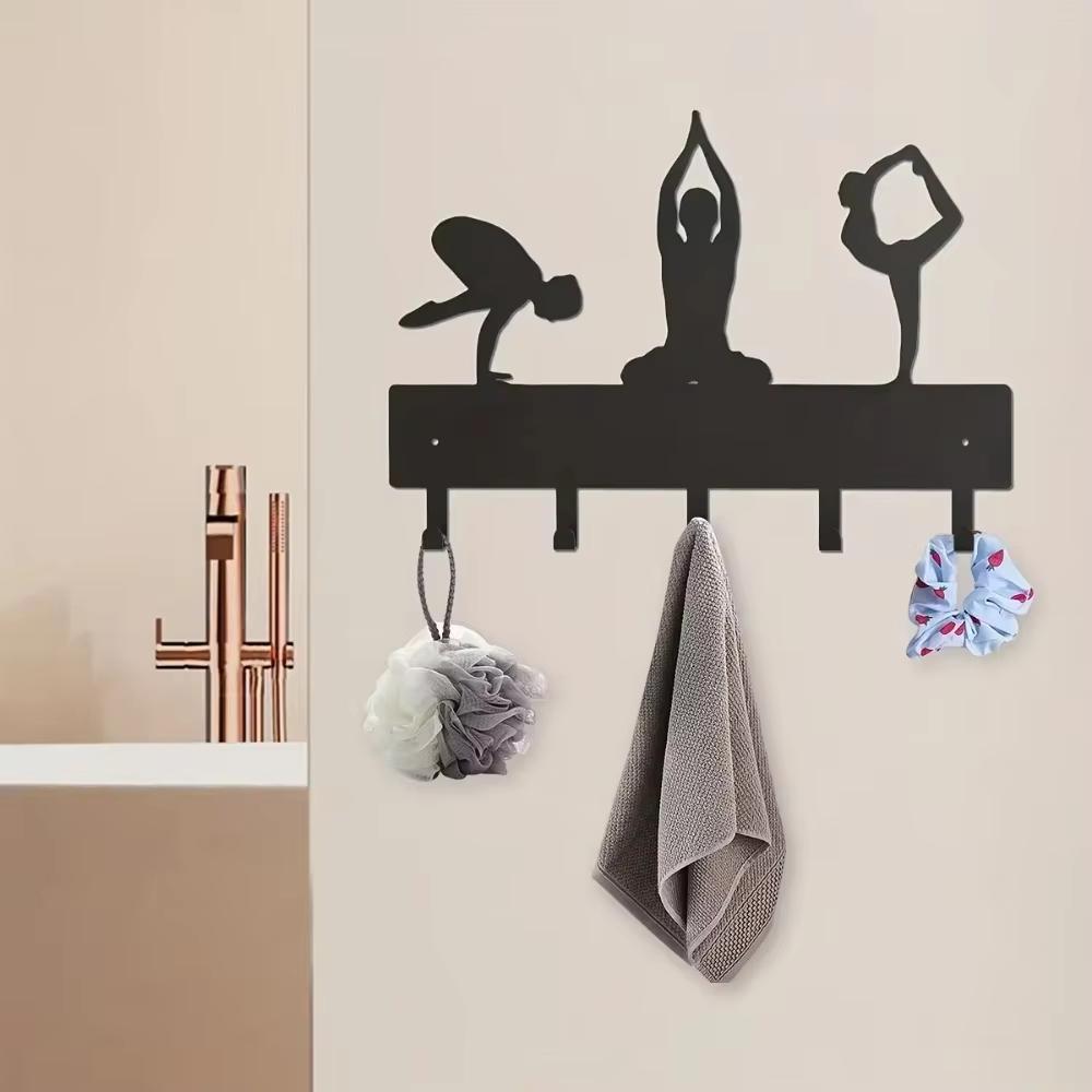 Metal Wall Mounted Hooks Yoga Body Shape Multi-purpose Clothes Key Storage Household Yoga Wall Hooks Metal Shape Multi-purpose