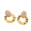 Retro Gold Geometric Circle Earrings: Light Luxury European & American Fashion Versatile Studs for Women