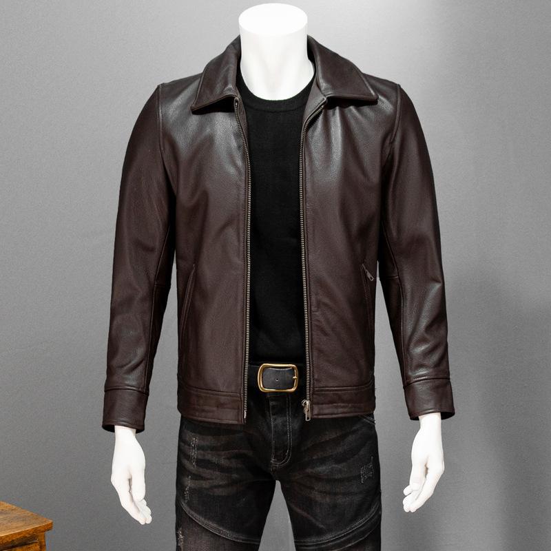 Sheepskin is really good leather men's leather jacket business casual slim fit leather jacket