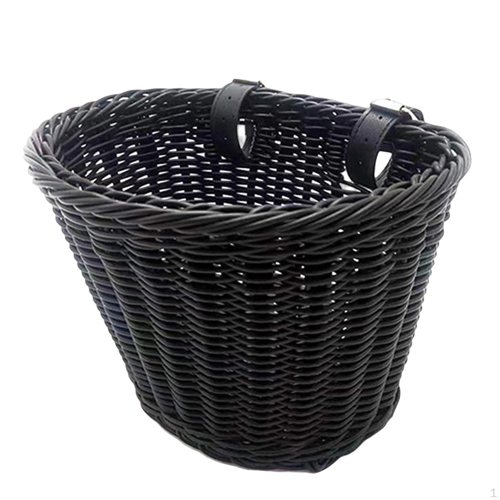

Bicycle Basket, Front Handlebar Hand-Woven, Multi-Purpose, Fits Most Bikes, чорний