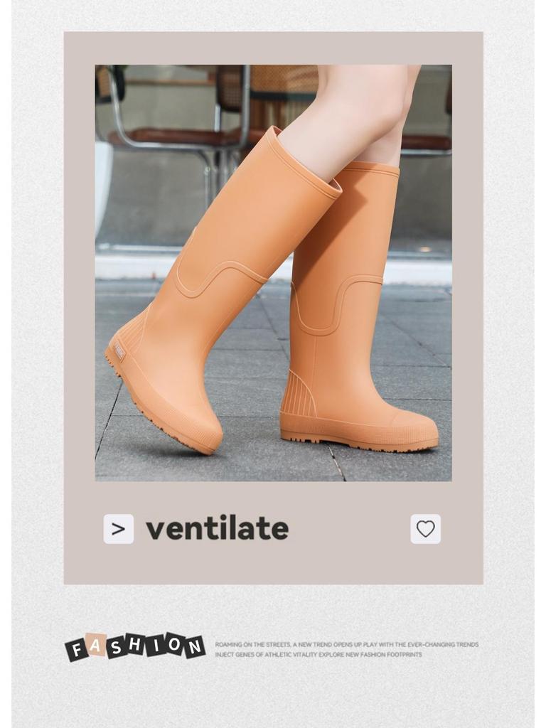 Women's Fashionable Non-Slip High-Top Rain Boots with Fleece Lining for Warmth