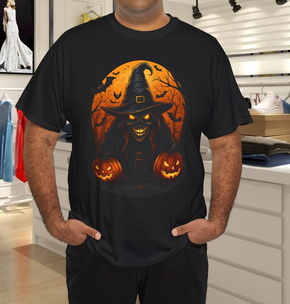 

Halloween Witch Shirt Scary Pumpkin T-Shirt Spooky Witch Art Halloween Graphic 3XL