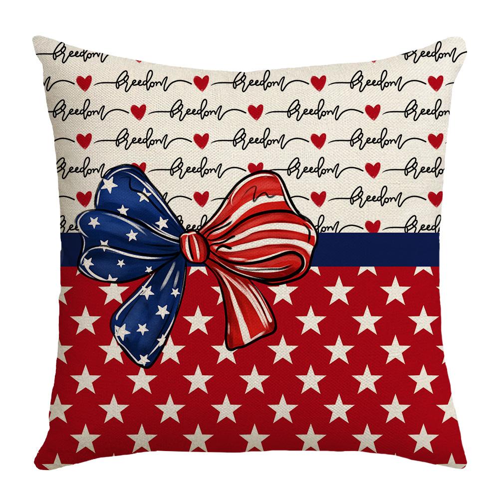 Festive Atmosphere Decorative Pillowcase Love Star Independence Day Printed Pillowcase Home Bedroom Sofa Pillowcase