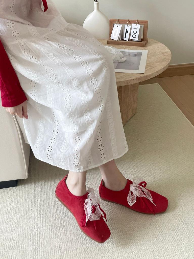 Fashion IPPEUM Ballet Sneakers Women Red Ballerina Shoes 2025 New Vintage Ballet Flats Ballerinas Zapatos Mujer