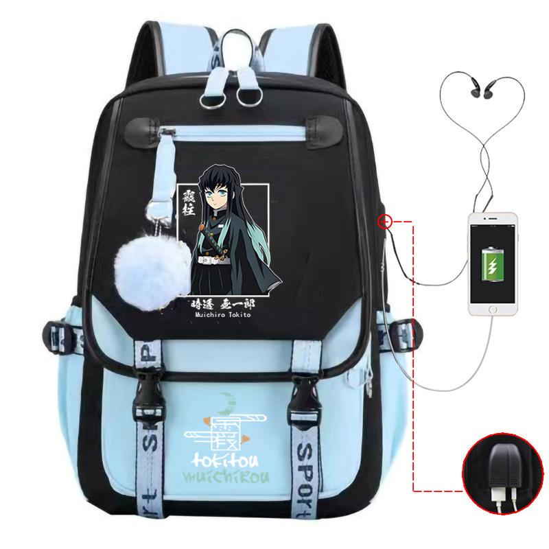 Animation Schoolbag Ghost Destroyer Blade Trend USB Large Capacity Student Ridge Backpack