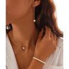 French Retro Faux Pearl & Metal Clavicle Necklace Set for Women