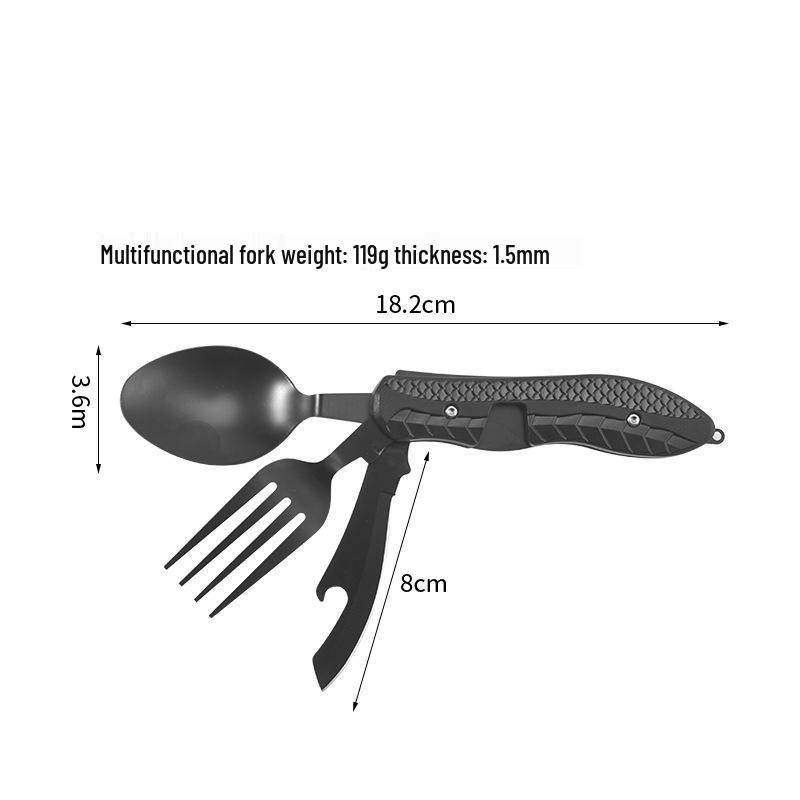 Detachable Stainless Steel Camping Knife, Fork, and Spoon Combination Cutlery Set for Outdoor Use.