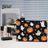 Odolný plátěný držák na psací potřeby Halloweenská úložná taška s potiskem dýně a ducha Odolná kompaktní na malé předměty Velkokapacitní kosmetická taštička,