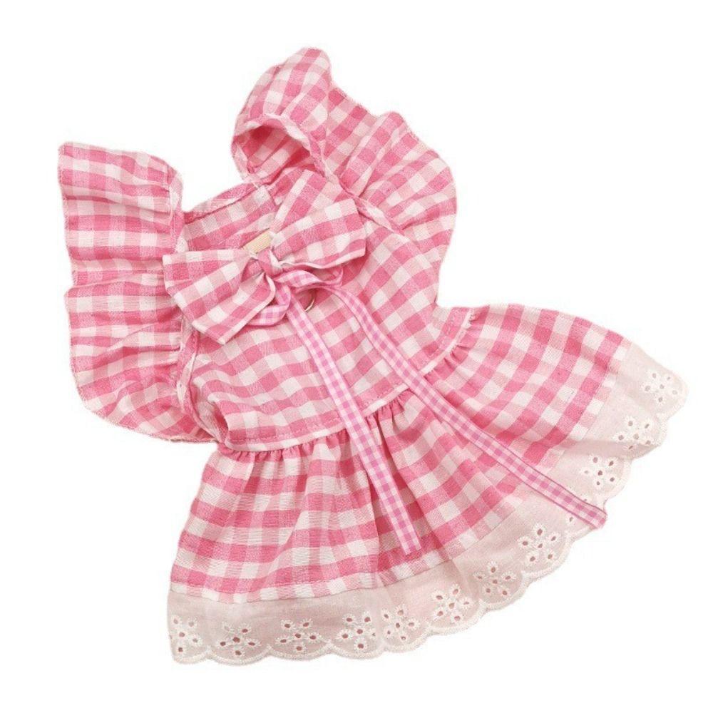 British Style Plaid Lace Dog Skirt Sweet Puppy Fairy Skirt Pet Costume  for Small and Medium Pet