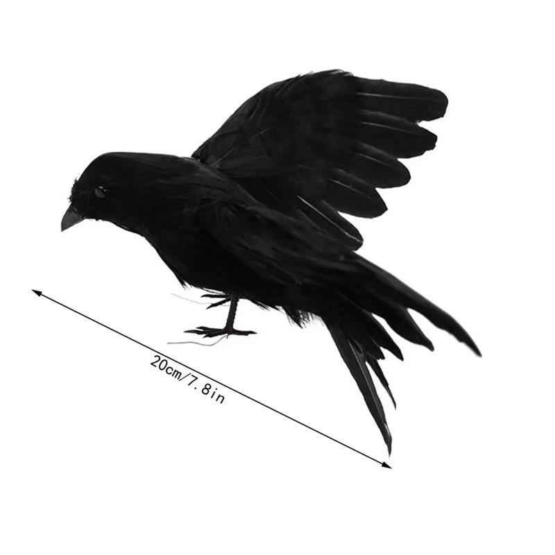 Realistic Handmade Black Feather Crows Prop Ravens for Outdoors Indoors Halloween Decor Halloween Crow Decorations