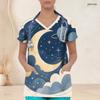 Damen Große Größen V-Ausschnitt Kurzarm Kasack Boho Mond Herz Botanischer Stern Druck Krankenschwester Uniform Top