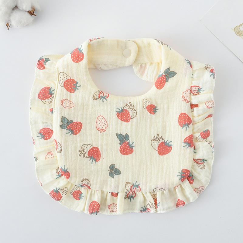 Ruffle Baby Drool Bibs: Pure Cotton Printed Lace Bibs