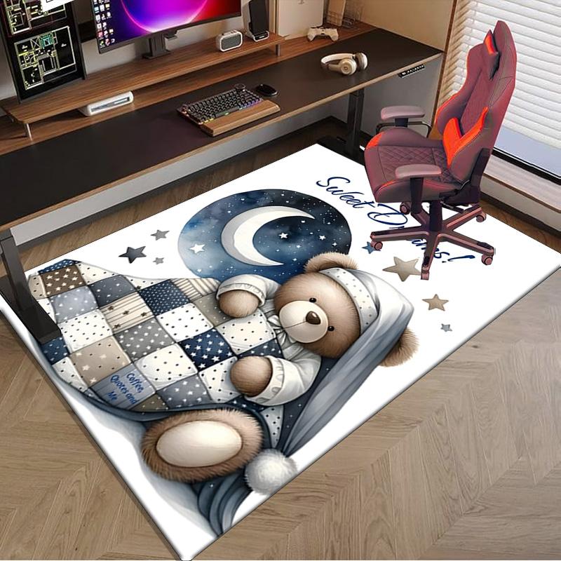 Teddy Bear Night Sky Carpet, Chair Rug,Rug for Office Bedroom living rooms, Doormat decor Fan Gift Christmas Gift
