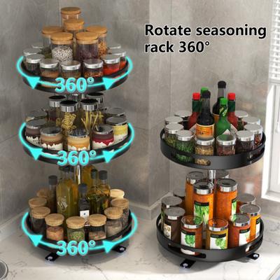 Étagère à épices ronde, peu encombrante, utile, haute capacité, simple/double/triple couche, étagère de cuisine