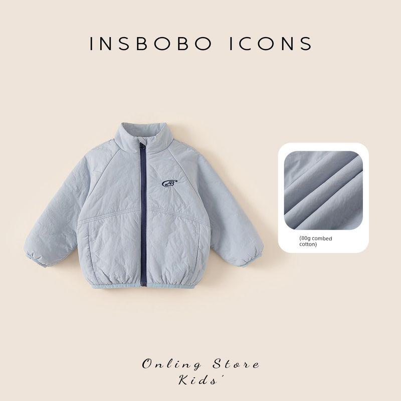 Insbobo Children s Cotton Clothing 2025 New Thickened Winter Jacket for Girls, Stylish Autumn and Winter Warm Top for Boys Blue 80