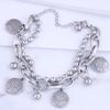 Women Bracelet Alloy Steel Geometric Shape Pendant Double-layer Bracelet