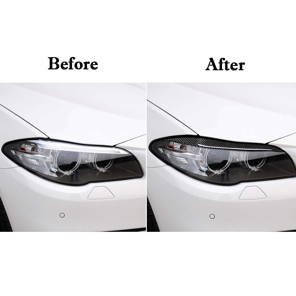 Car Headlight Eyelid Eyebrow Trim Cover For BMW 5 Series F10 F11 535i 525i 520i 530i 2010-2014 Gloss Black/Carbon Fiber Look