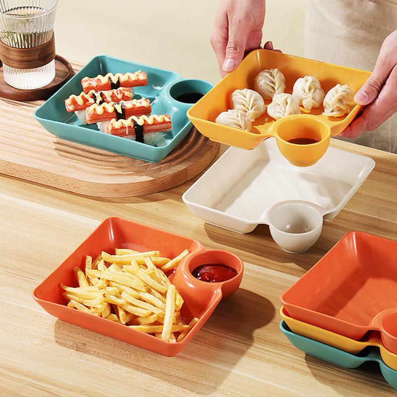 1Pcs Vinegar Dish Meal Sushi Dumplings Dish Square Pp Snack Plate Dumpling Tray
