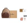 Coach Court 27 Doppel-C-Monogramm Reißverschluss Leder Rucksack Großer Damenrucksack Braun Gelb CZ176-IMXHE