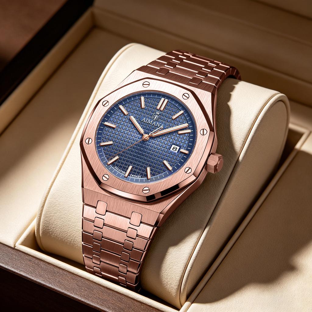 Men's Fashion Analog Quartz Wristwatch Octagonal Bezel Stainless Steel Band Calendar Dial Casual Dress Watch for Men
