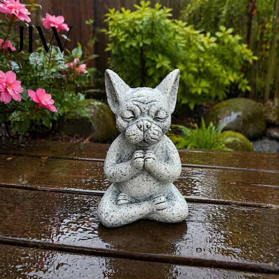 Cute Garden Sculpture for Landscaping Meditation Animal Figurine Ornament, Resin Zen Statue, Stress Relief Sitting Weather Resistant Yard Ornament