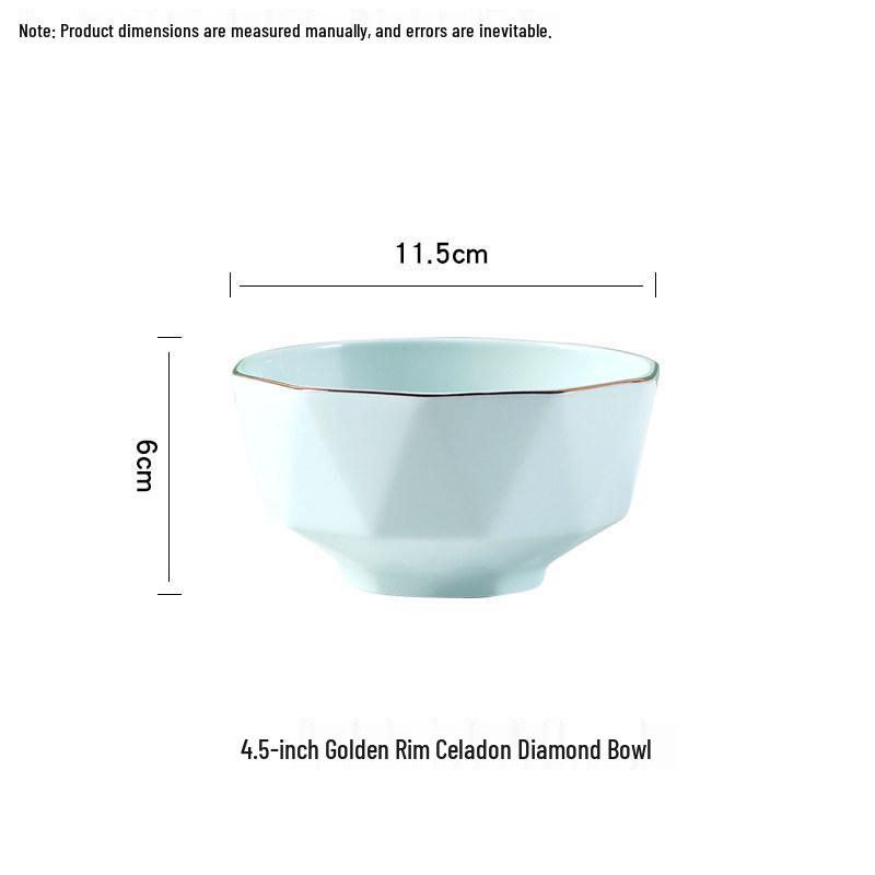 

Green Porcelain Soup & Rice Bowl with Gold Trim - Creative Tableware Plate