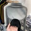 Korean Fashion Autumn Winter Women's Solid Half High Collar Screw Thread Plus Velvet Long Sleeve Pullovers Bottoming Shirt Tops