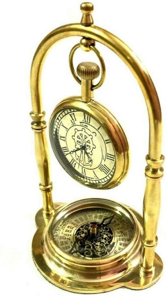 Clock Desk Vintage Table Top Antique Tabletop Brass Decorative Gift