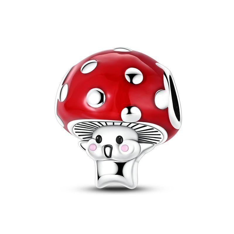 925 Silver Red Enamel Dragon Ladybug Strawberry Wine Bottle Horse Rose Apple Heart Lucky Beads Charms Pendent Fine Jewelry Gift