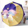 1 Stück Mond Kleine Zwillingssterne Automatischer 3-Fach-Regenschirm Design, Niedliches Cartoon-Muster, Tragbarer Outdoor-Regenschirm, Perfekt, Feiertagsgeschenk für Fans.S052