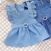 Pet Dress Cute Stylish Comfortable Side Zipper Dog Dress Costume for Spring Summer Light Blue XL