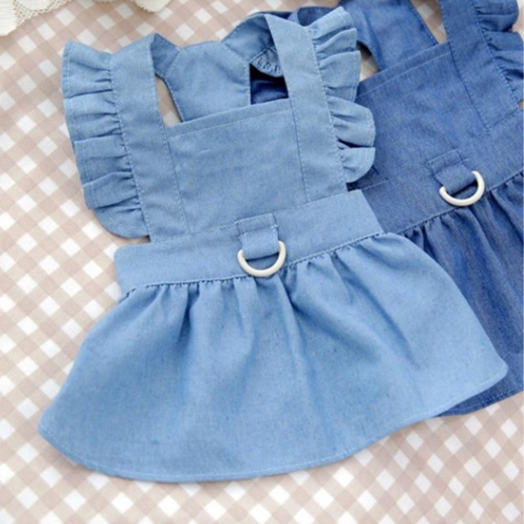 Pet Dress Cute Stylish Comfortable Side Zipper Dog Dress Costume for Spring Summer Light Blue XL