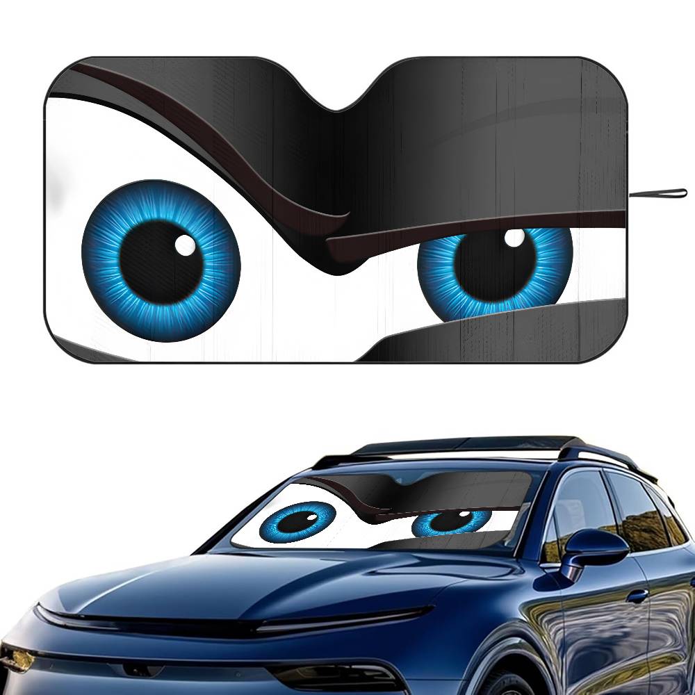 Cartoon Eyes Cute Car SunShade Windshield Foldable Three-layer Insulation Sunshade By Suction Cup Blocks UV Rays SunWindshield Sunshades 1