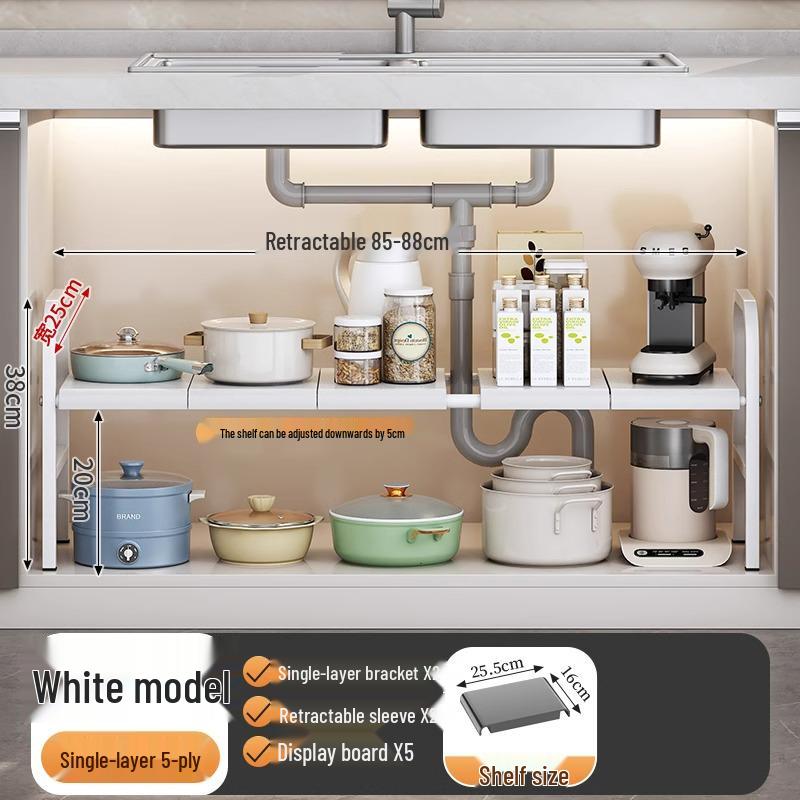 Organisateur de cuisine rétractable sous évier et support à casseroles