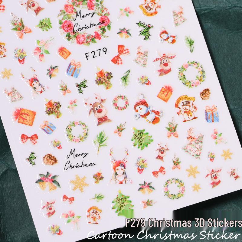Cute Christmas Nail Stickers: Snowman, Santa, Snowflake & Reindeer Designs