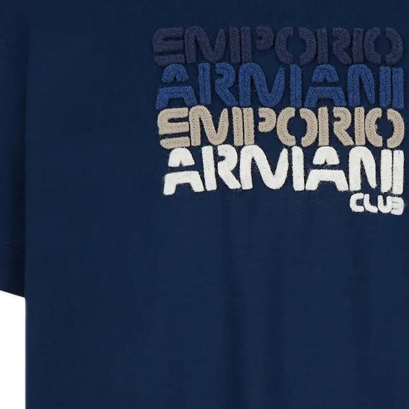 Emporio Armani Ss22 Solid Color Letter Logo Crew Neck Casual Fitted Short Sleeve T-Shirt Men Tops Navy-Blue 3L1TCB-1JUVZ-0947