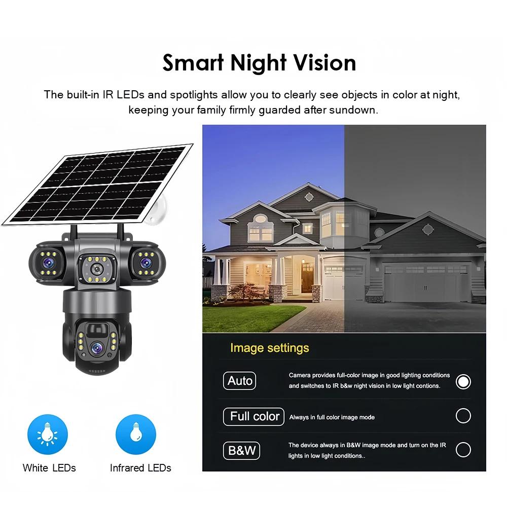 LS VISION Outdoor 4G Solar Camera,6K Battery Powered PTZ 12MP Security Camera for Home PIR Motion Detection Color Night Vision CCTV