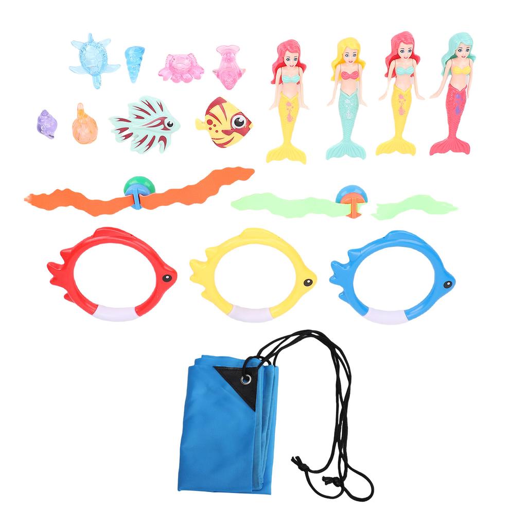 Diving Pool Toy Set for Kids Swimming Pool Underwater Game Toys Colorful Fish Rings and Accessories