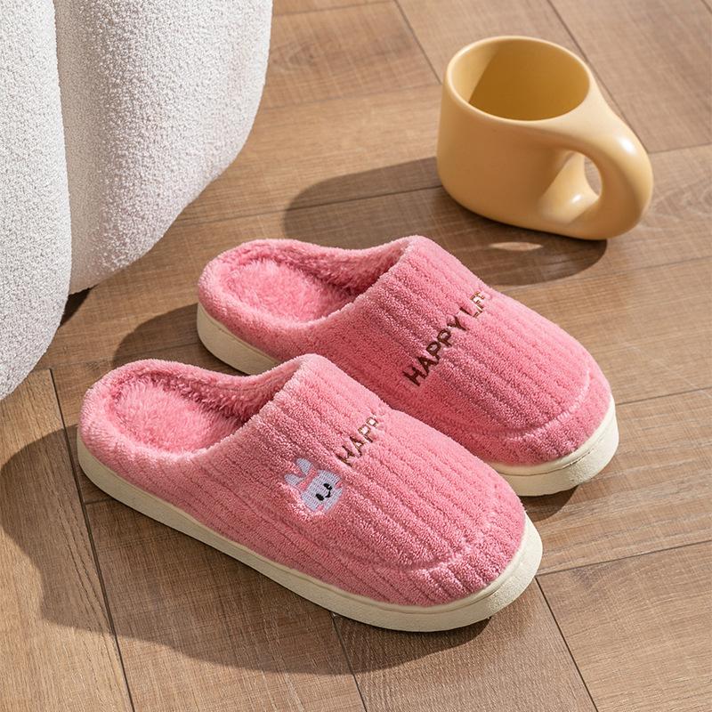 Cotton Slippers Women's Spring, Autumn and Winter Indoor Home Use Non-slip Confinement Shoes Thick-soled Home Warmth Couple Men