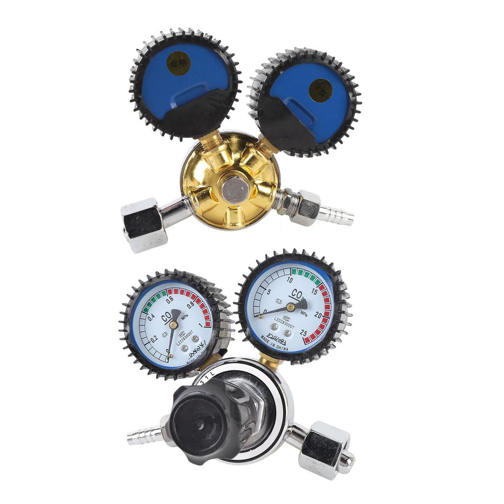 CO2 Regulator 2 Gauges Double Stage Precise Control Metal Construction M16x1.5 G5 8in 14 Out for CO2 Tank Pressure