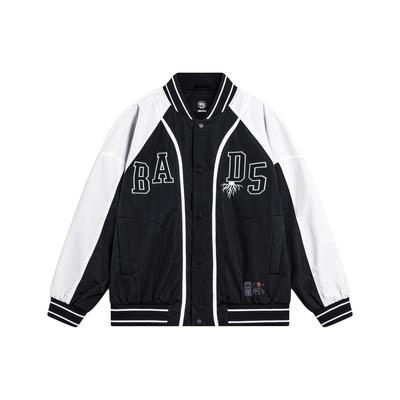 Li Ning Badfive Series Color Block Loose Baseball Jacket Men Jackets Black AFDT437-5